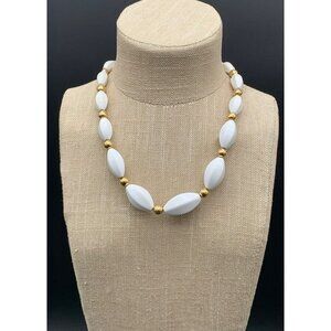 Vintage Napier White & Gold-Tone Bead Necklace